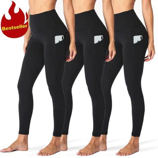 Sporty yoga running/gym 3 Pack Leggings for Women with Pockets 